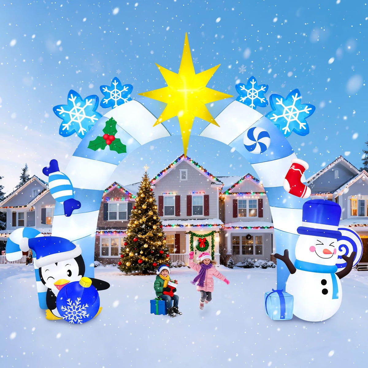 KALOLARY 16FT Snowman Christmas Inflatable Archway - detail view