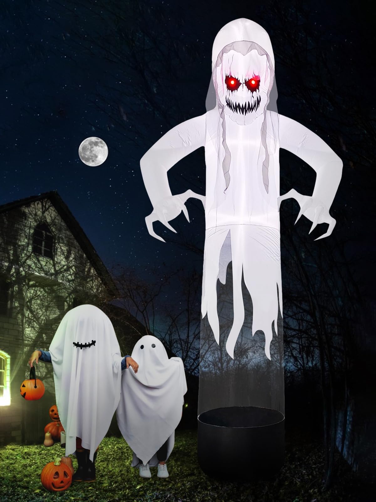 KALOLARY 12FT Ghost Halloween Yard Inflatable - lighted yard display