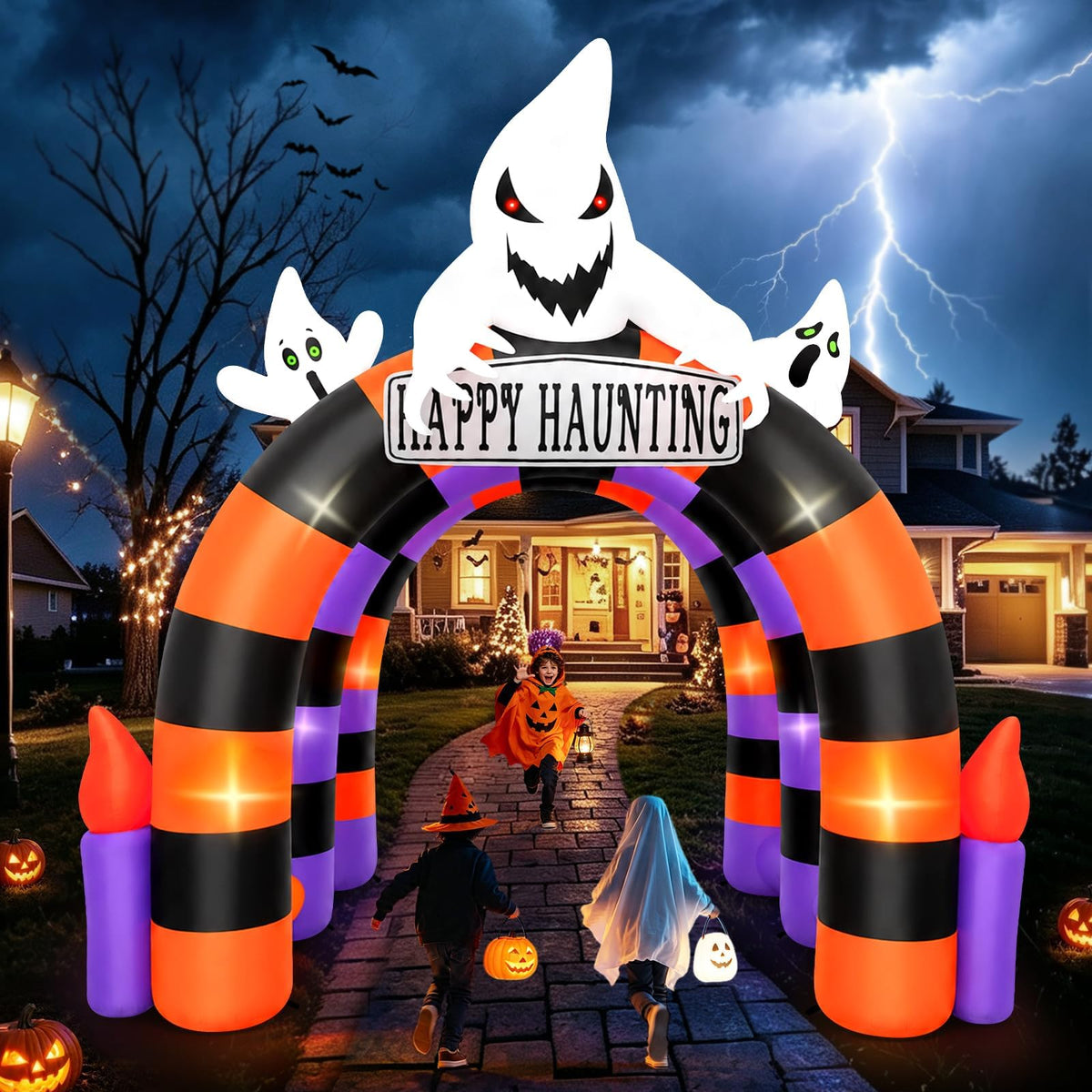 KALOLARY 10FT Ghost Halloween Inflatable Archway - package contents