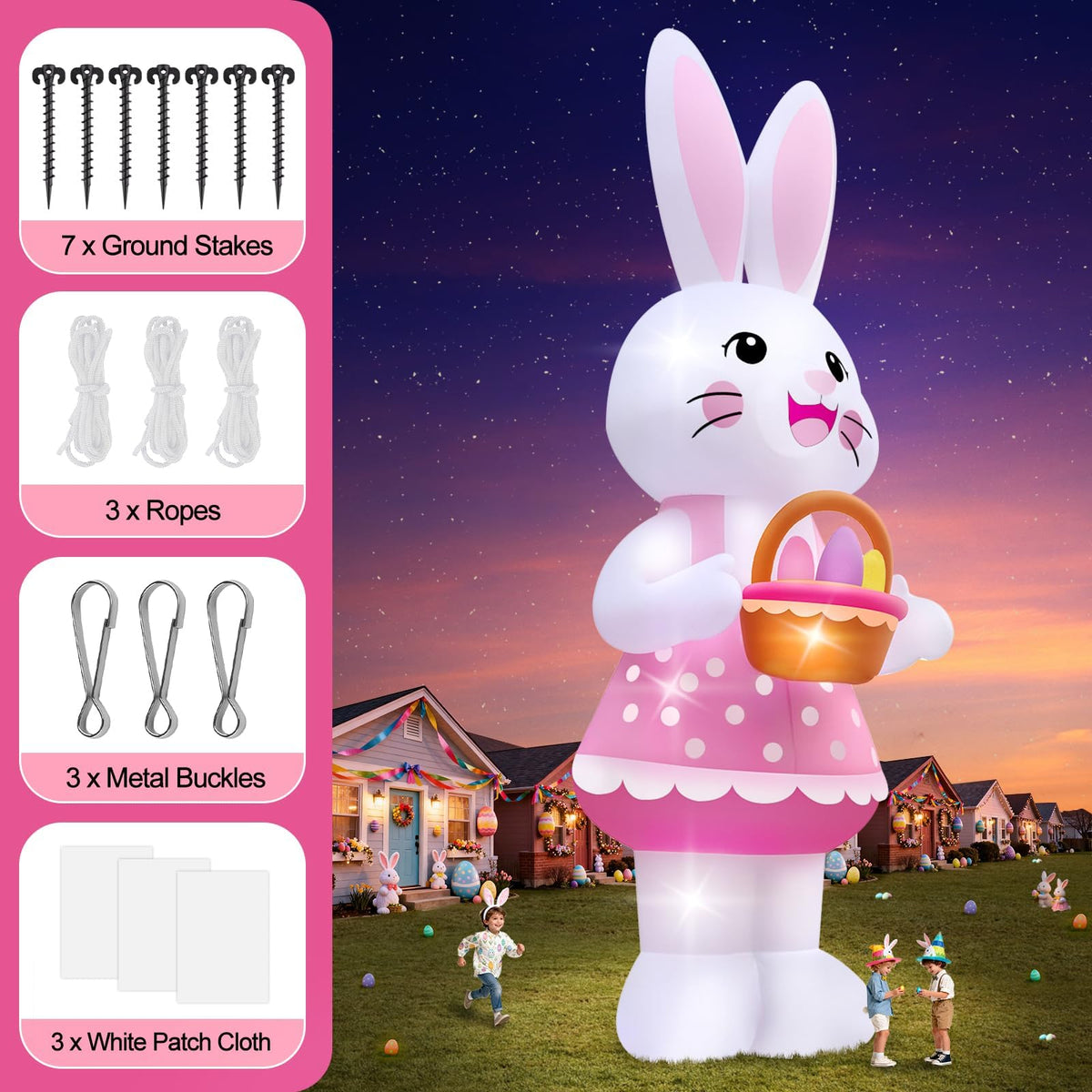KALOLARY 20FT Easter Holidays Yard Inflatable - lighted yard display