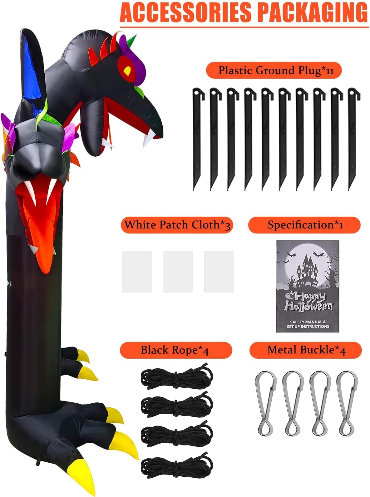 KALOLARY 10FT Arch For Three-headed Dragon With Wings Big Halloween Inflatable Archway - size reference
