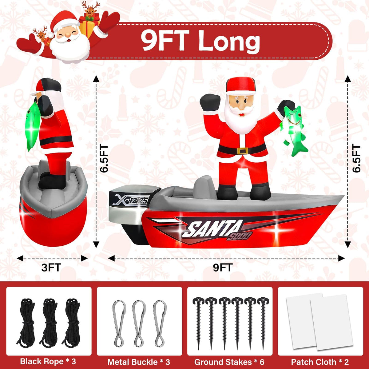 KALOLARY 9FT Santa Christmas Yard Inflatable - main product view