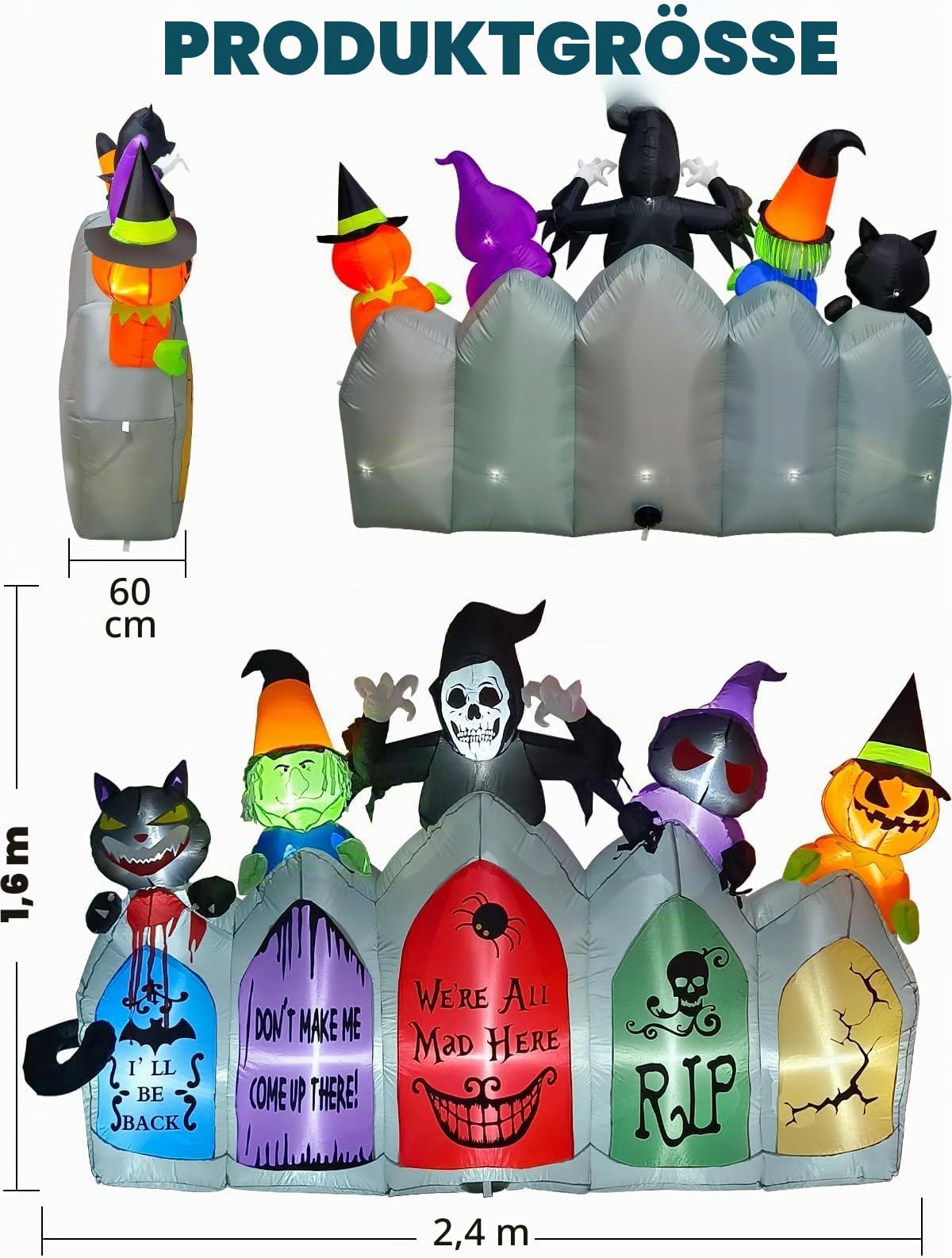 KALOLARY 8FT Aufblasbare Dekoration Riesige Geist Für Den Lnnen Halloween Yard Inflatable - size reference