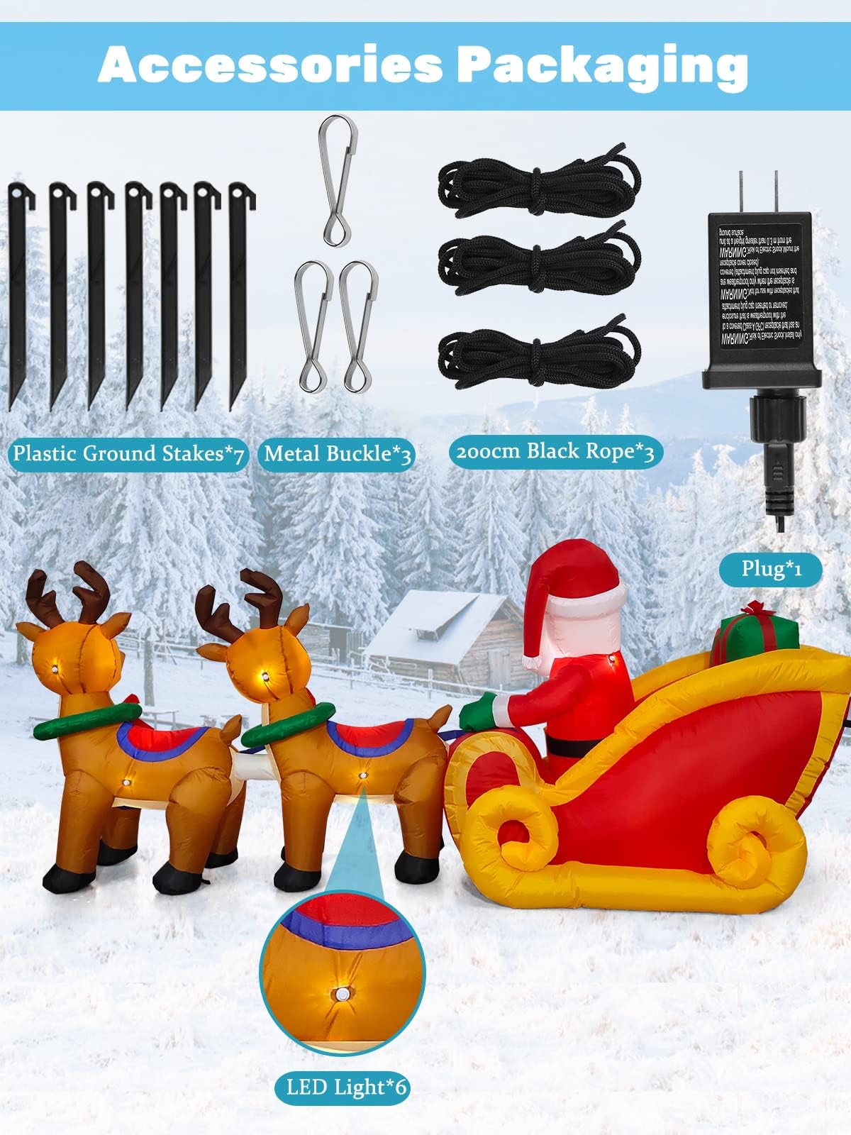 KALOLARY 8FT Santa Christmas Yard Inflatable - lighted yard display