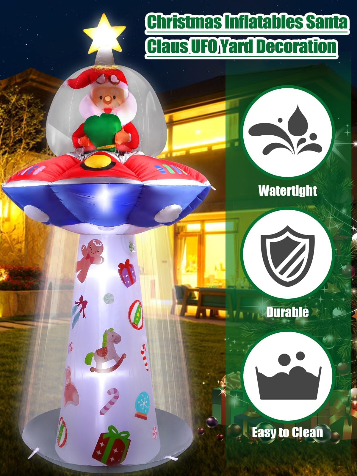 KALOLARY 8FT With Christmas Yard Inflatable - setup and accessories