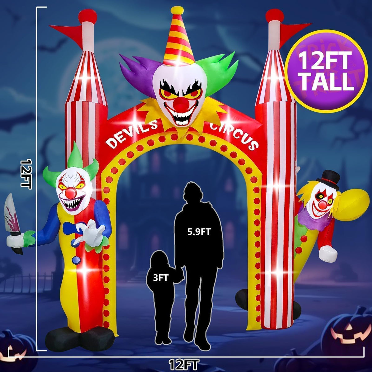 KALOLARY 12FT Clown Halloween Inflatable Archway - detail view