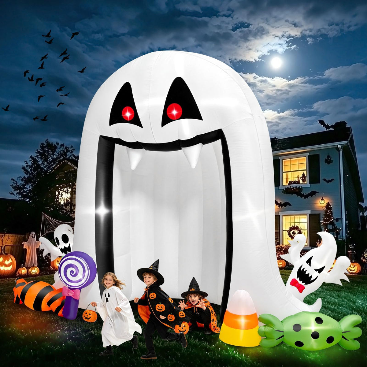 KALOLARY 12.5FT Ghost Halloween Inflatable Archway - main product view