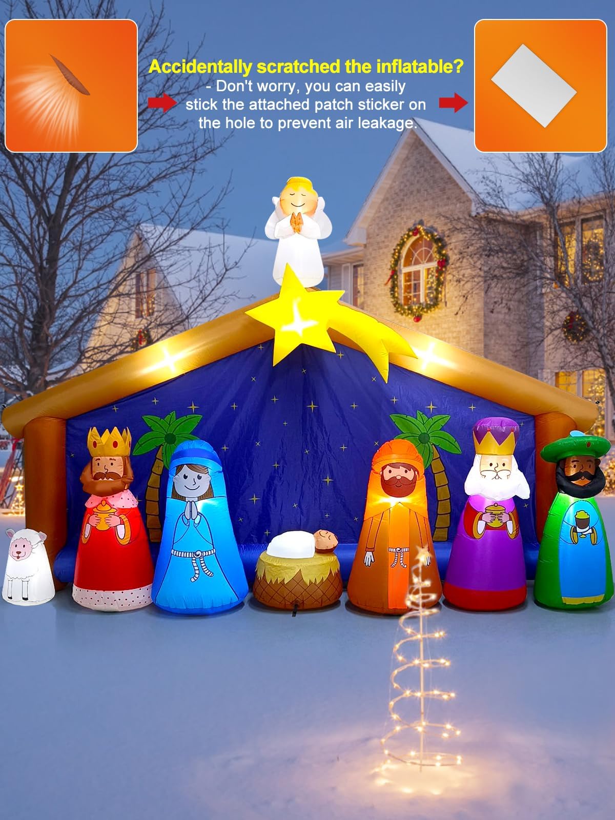 KALOLARY 12.5FT Nativity Scene Christmas Yard Inflatable - package contents