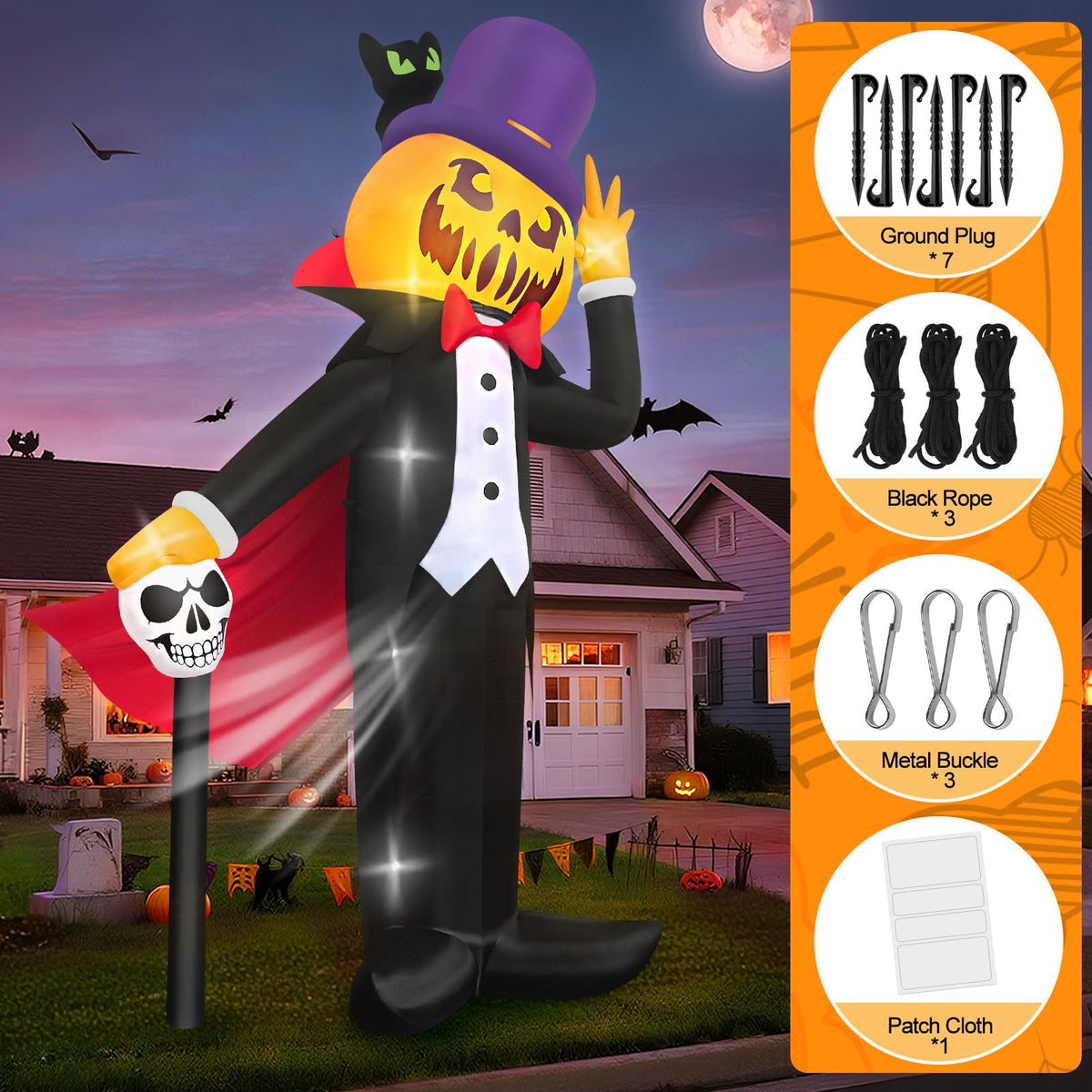 KALOLARY 14FT Pumpkin Halloween Yard Inflatable - detail view