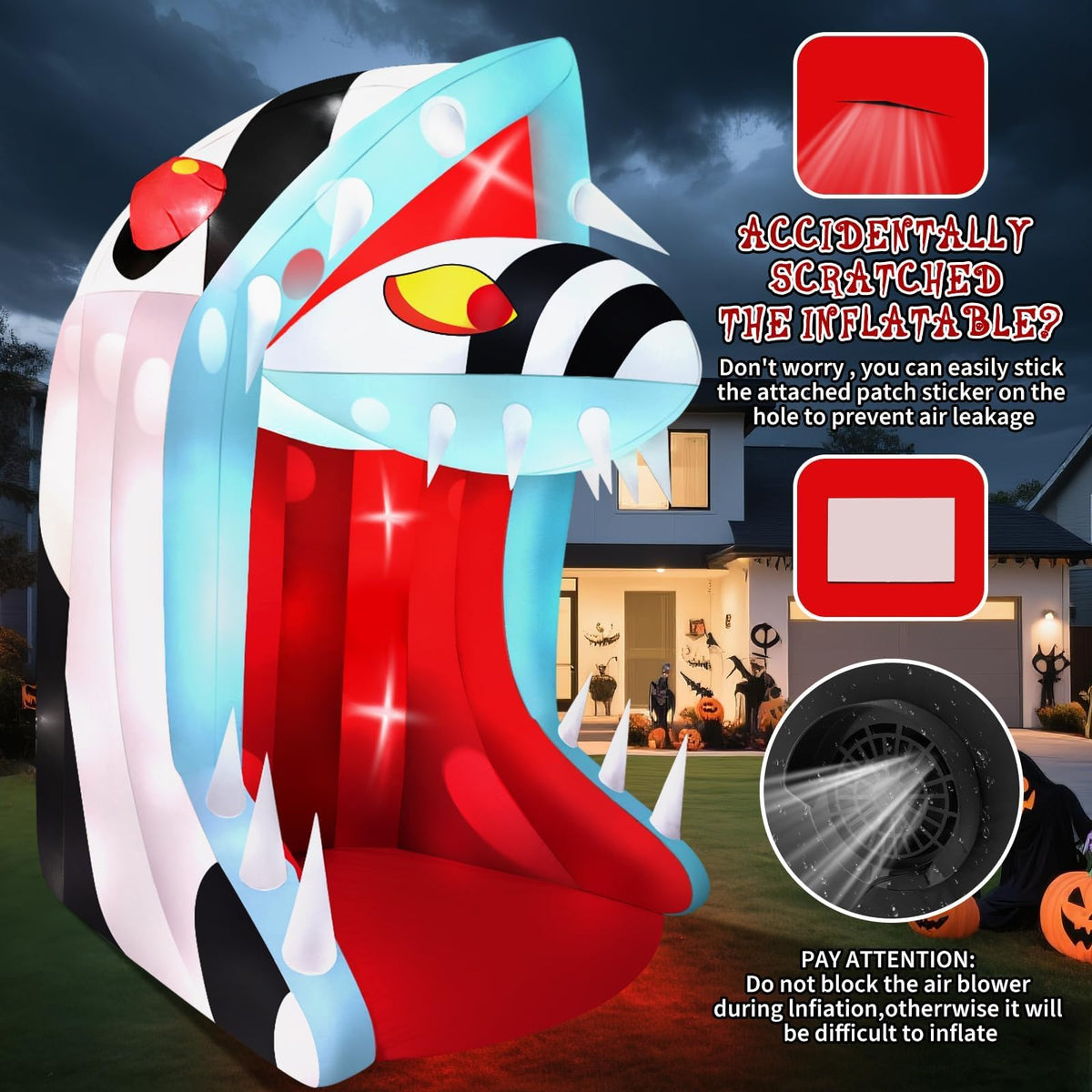 KALOLARY 10FT Decor With Open Mouth Archway Snake Head Halloween Inflatable Archway - size reference