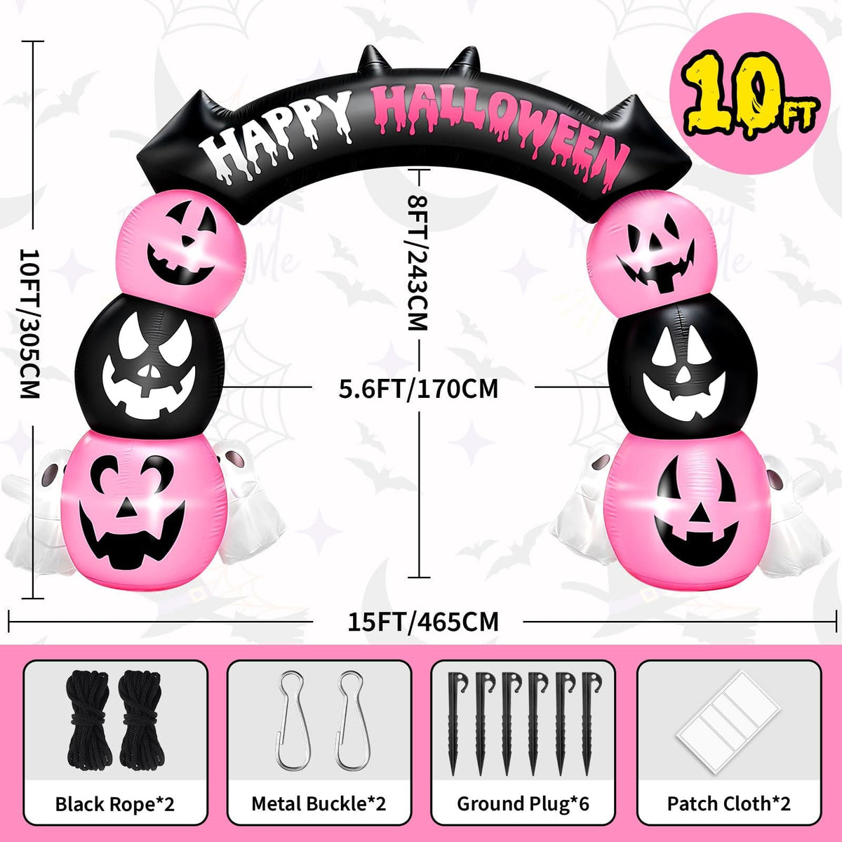 KALOLARY 10FT Ghost Halloween Inflatable Archway - lighted yard display