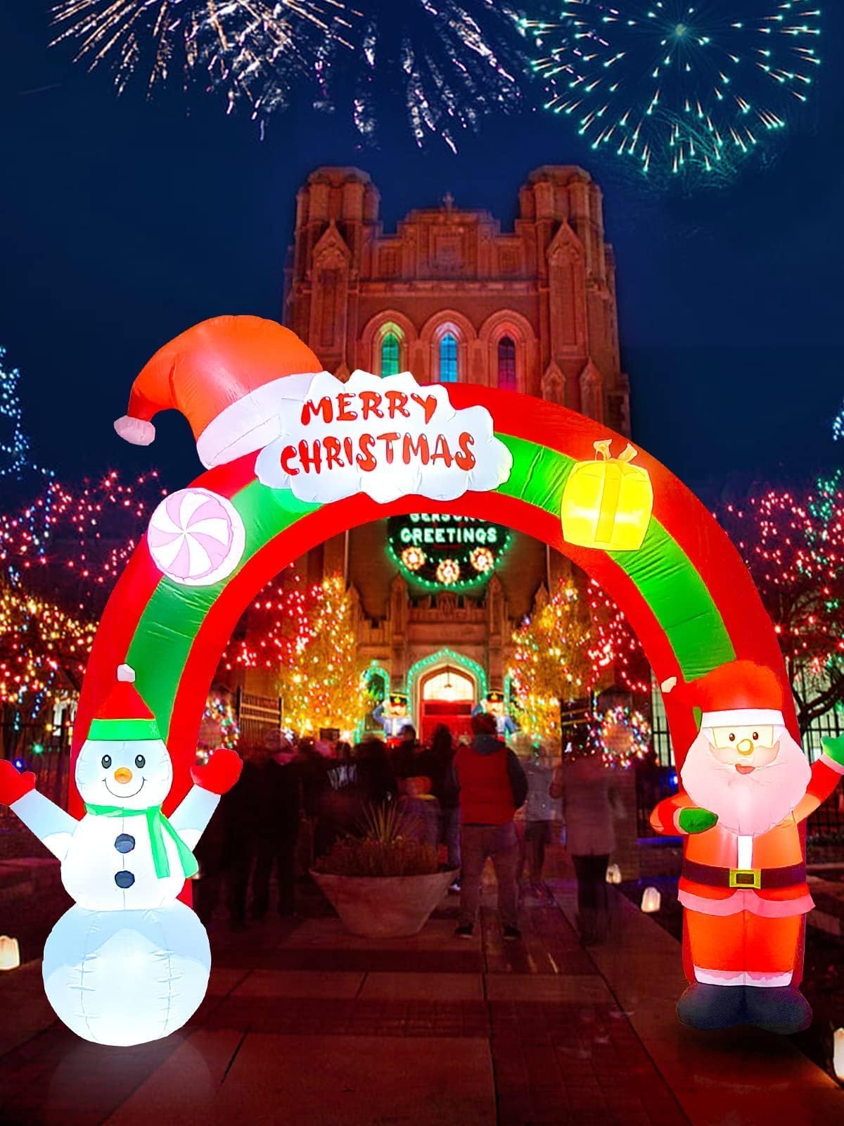 KALOLARY 10FT Snowman Christmas Inflatable Archway - outdoor scene