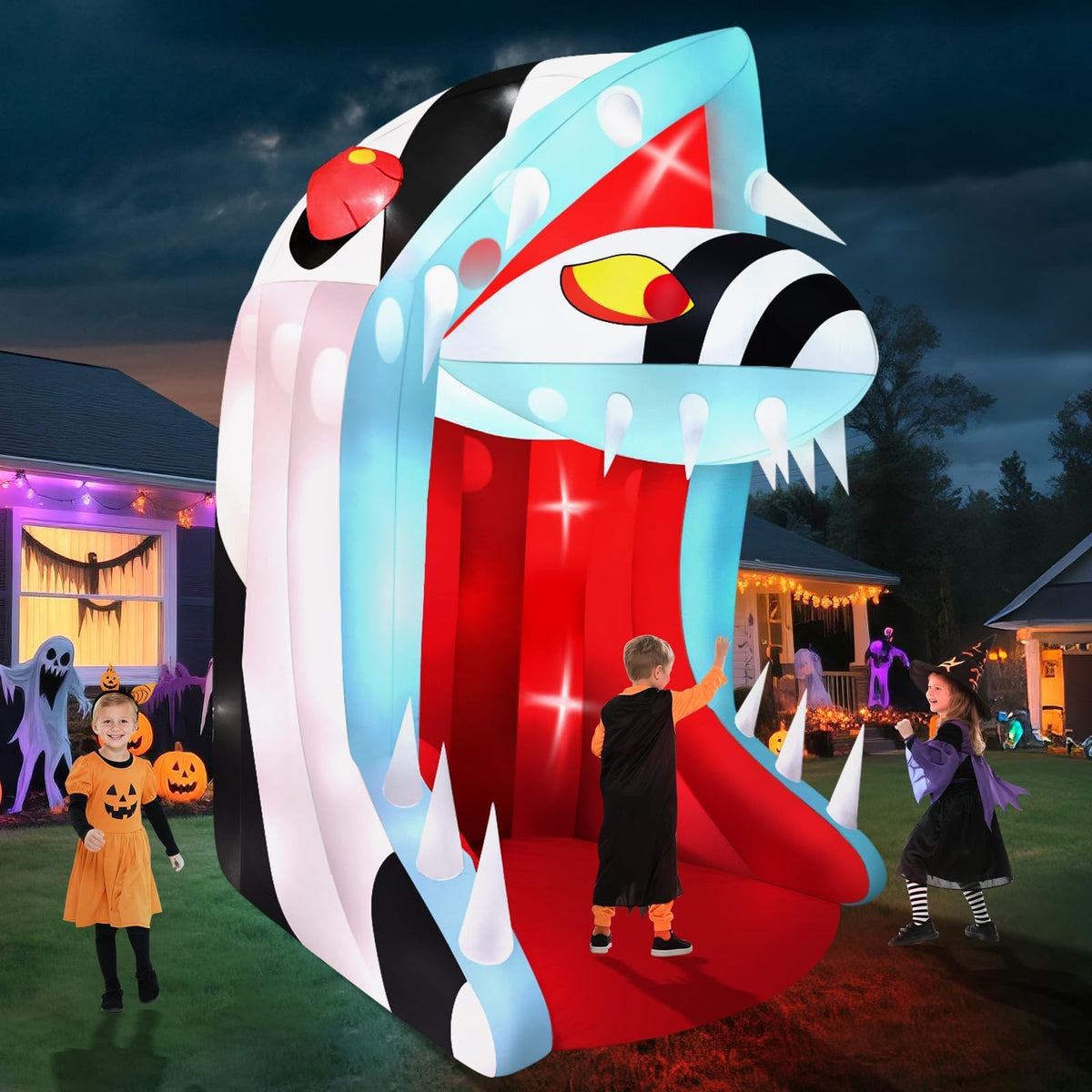 KALOLARY 10FT Decor With Open Mouth Archway Snake Head Halloween Inflatable Archway - setup and accessories