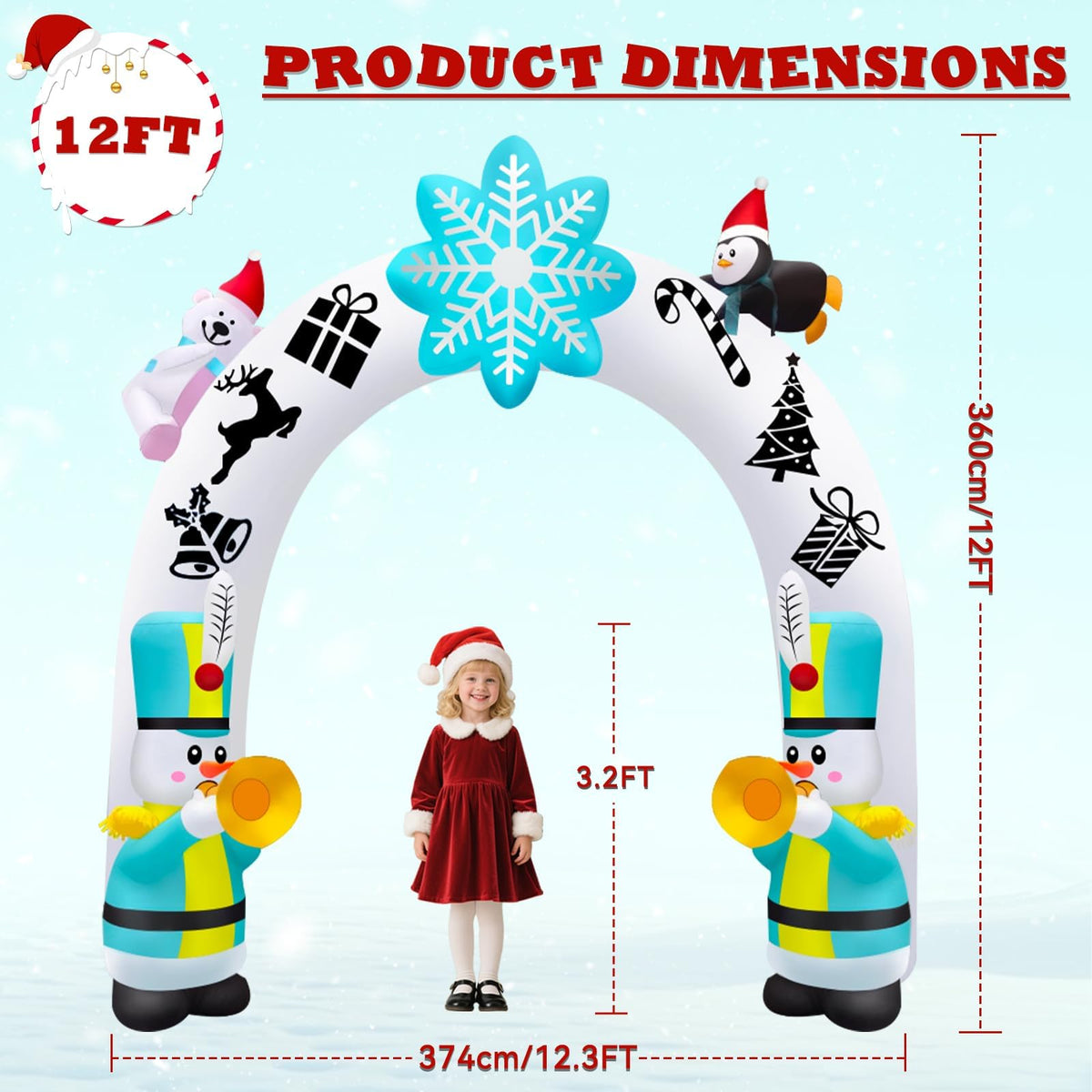 KALOLARY 12FT Snowman Christmas Inflatable Archway - lighted yard display
