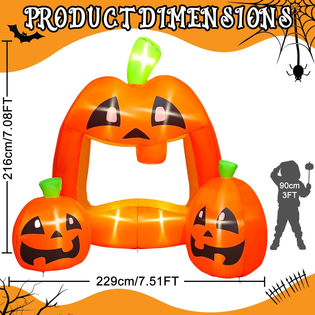 KALOLARY 7FT Pumpkin Halloween Yard Inflatable - lighted yard display