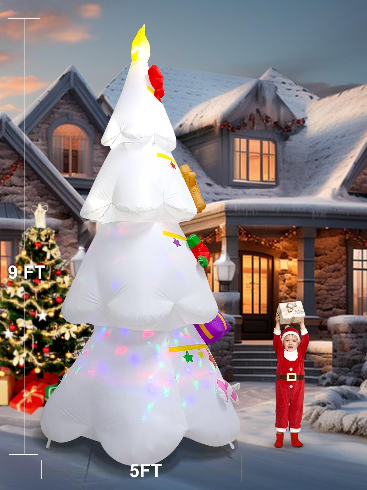 KALOLARY 9FT Gingerbread Man Christmas Yard Inflatable - lighted yard display