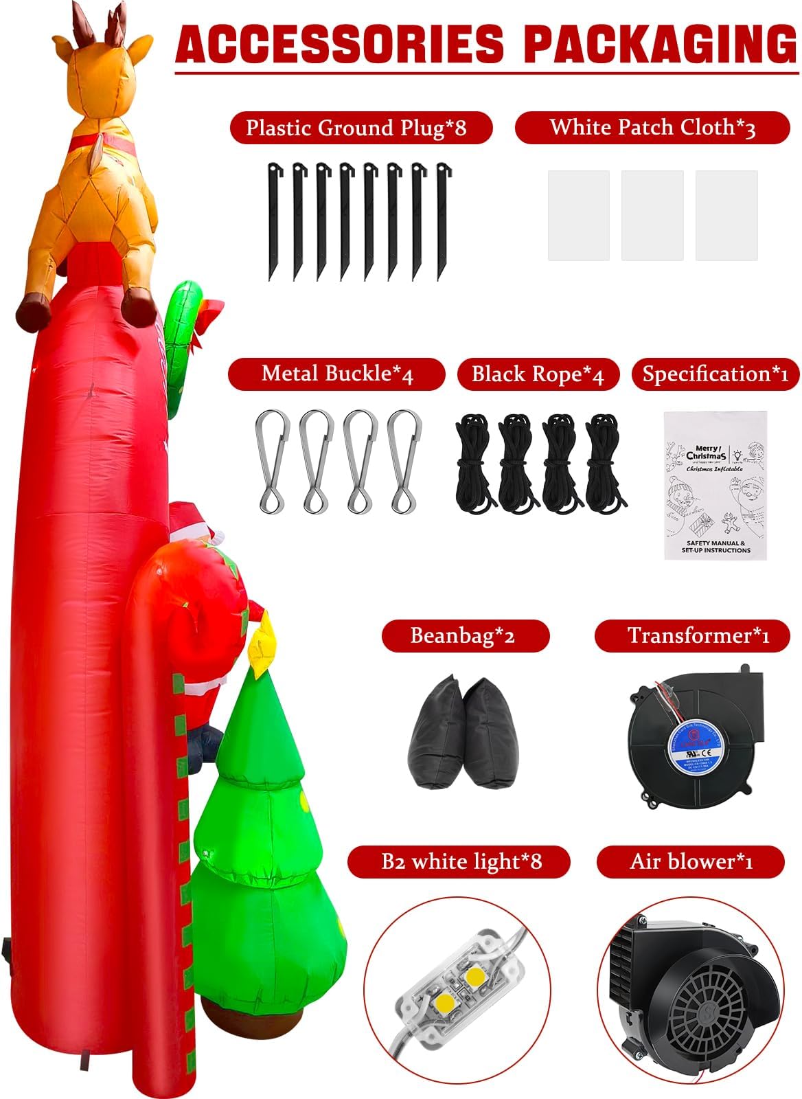 KALOLARY 10FT Santa Christmas Inflatable Archway - lighted yard display