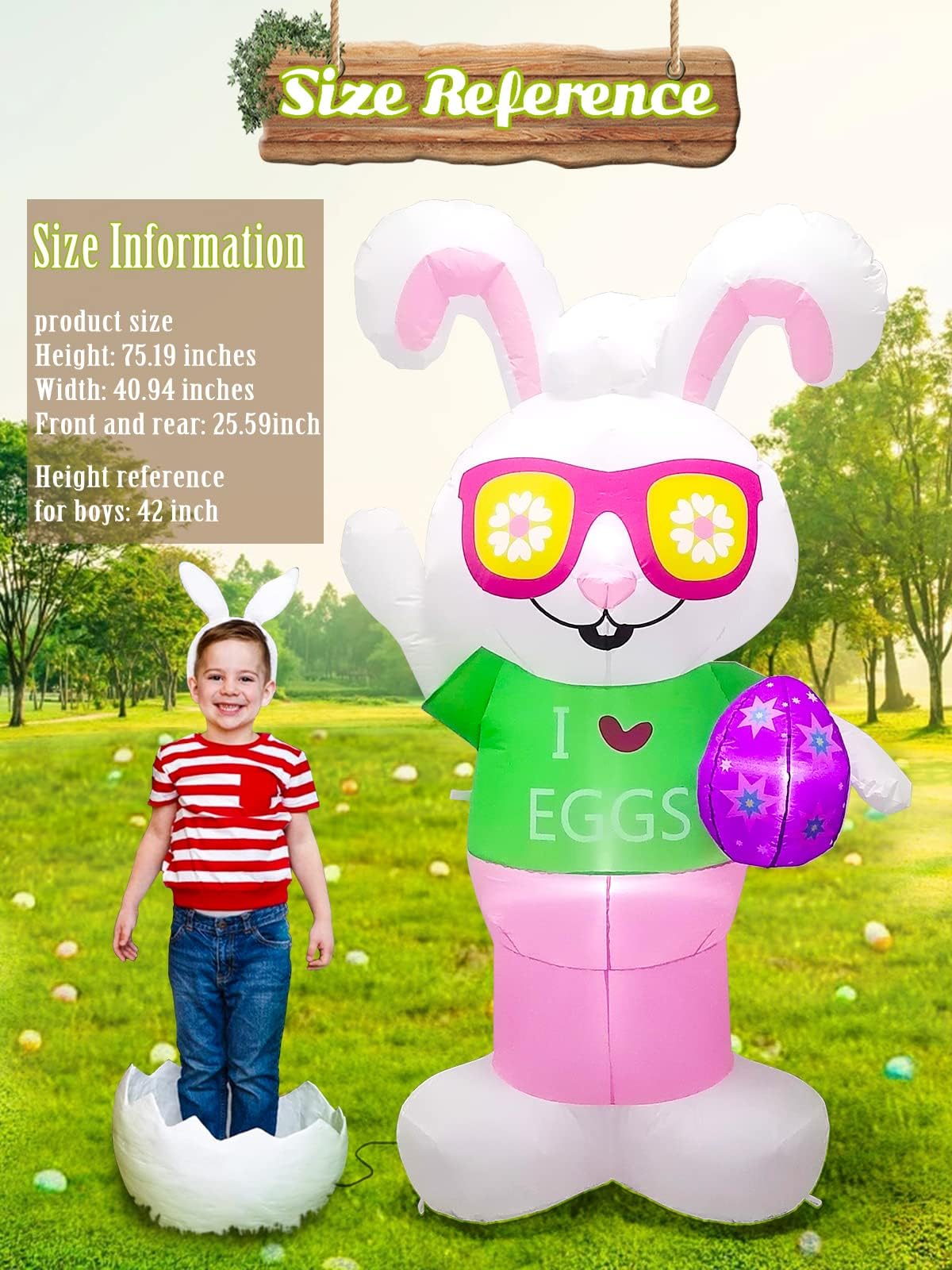 KALOLARY 1.8M Easter Holidays Yard Inflatable - lighted yard display