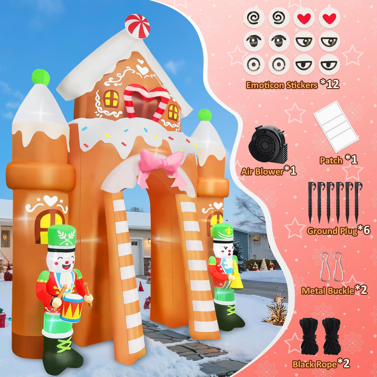 KALOLARY 12FT Archway Christmas Inflatable Archway - setup and accessories