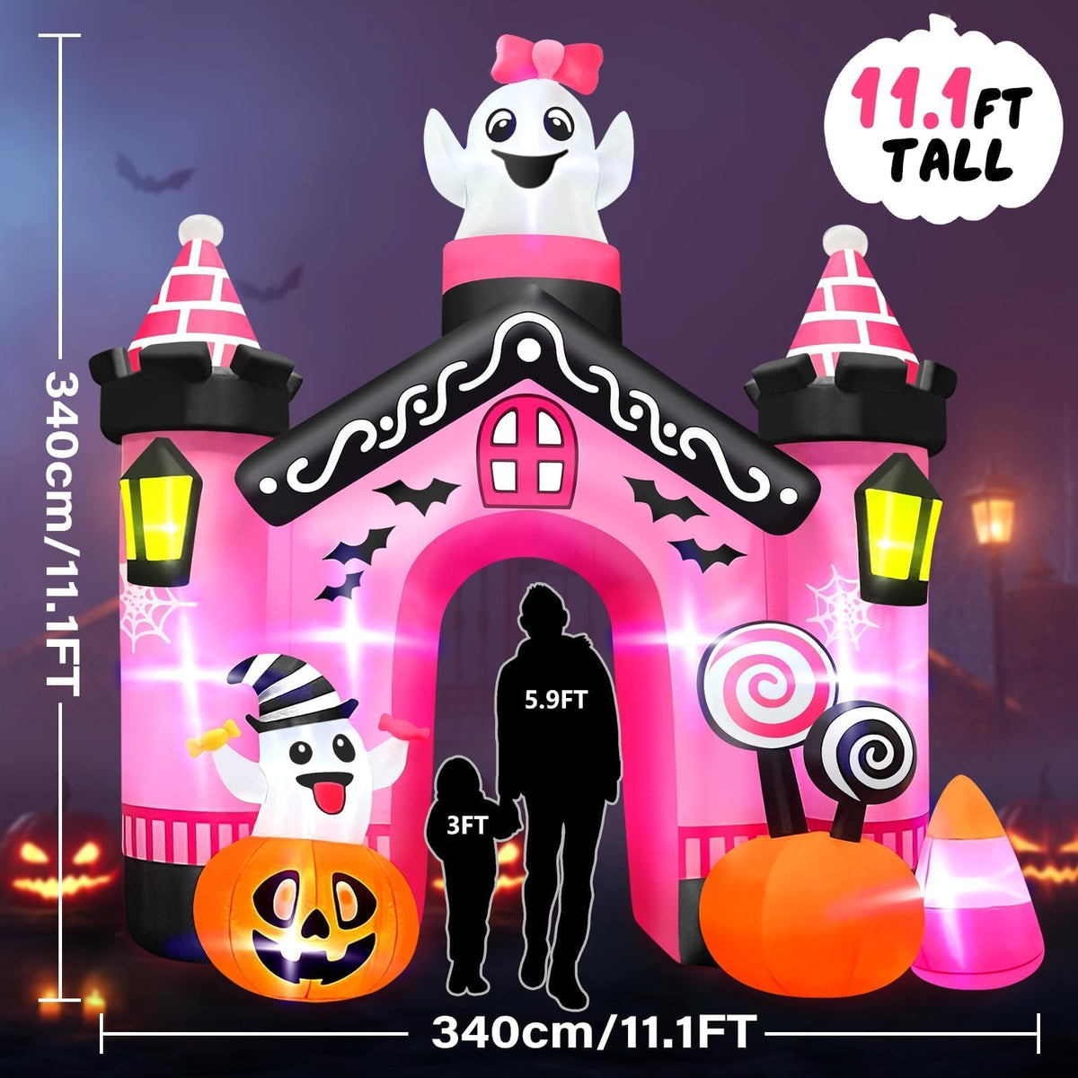 KALOLARY 11FT Ghost Halloween Inflatable Archway - lighted yard display