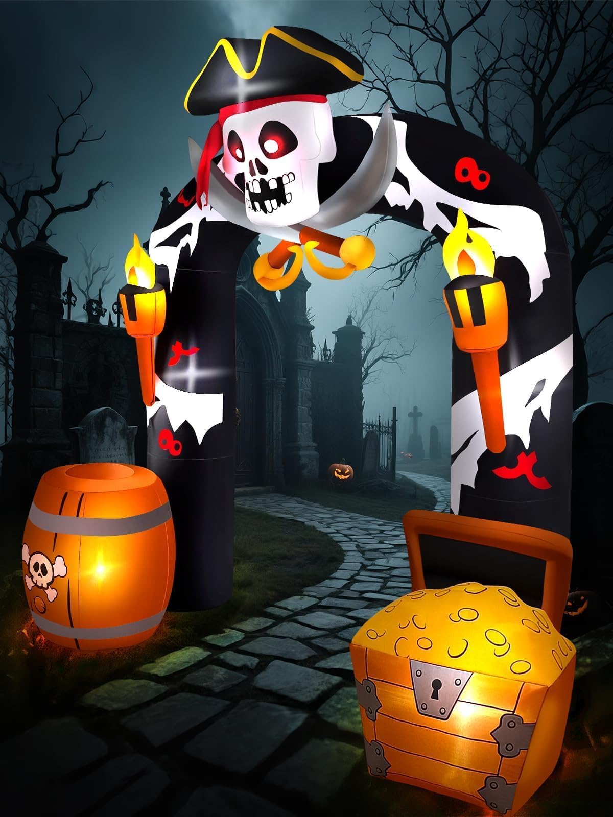 KALOLARY 9FT Skeleton Halloween Inflatable Archway - outdoor scene
