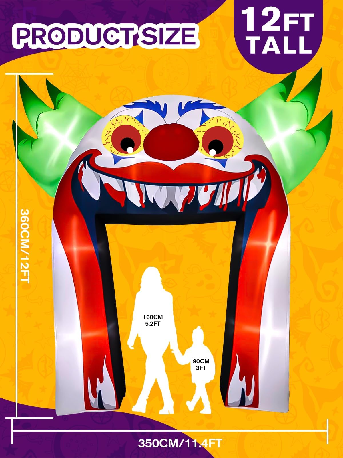 KALOLARY 12FT Clown Halloween Inflatable Archway - lighted yard display