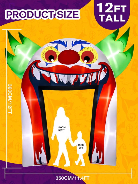 KALOLARY 12FT Clown Halloween Inflatable Archway - lighted yard display