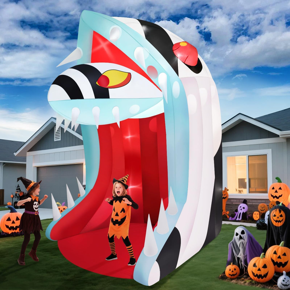 KALOLARY 10FT Decor With Open Mouth Archway Snake Head Halloween Inflatable Archway - detail view