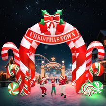 Load image into Gallery viewer, Kalolary 13FT Christmas Inflatables Archway Outdoor Decorations, Giant Xmas Candy Arch Inflatable Stereoscopic Blow up Christmas Yard Decoration with Build-in LED Lights for Garden Lawn Party Decor
