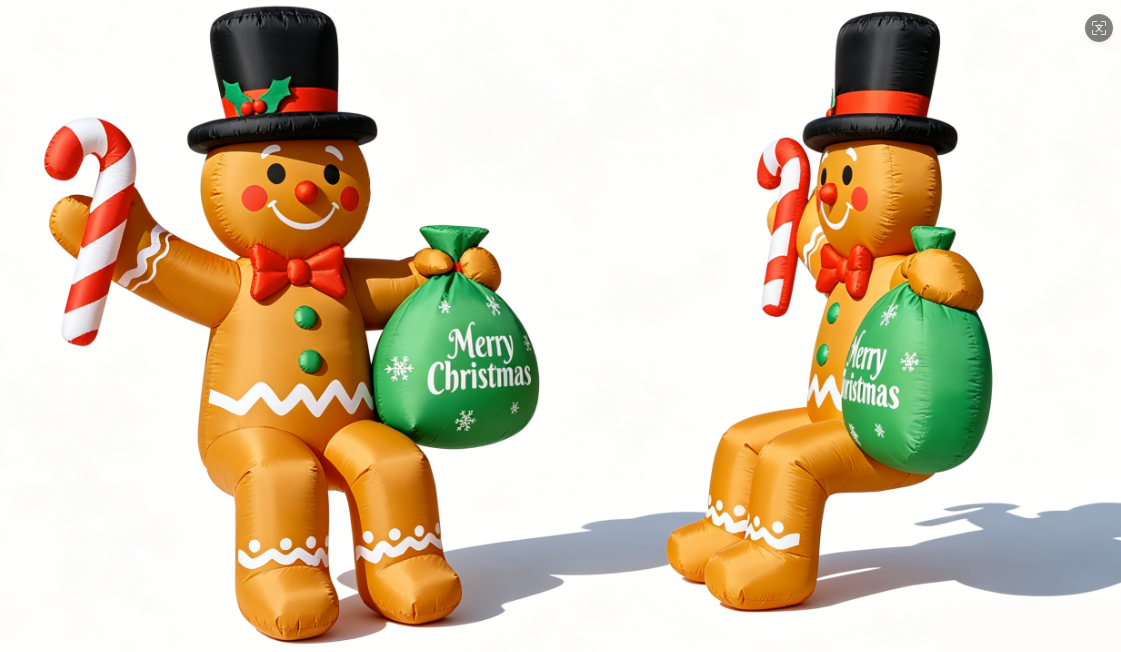 KALOLARY 16FT sitting gingerbread man Christmas inflatable