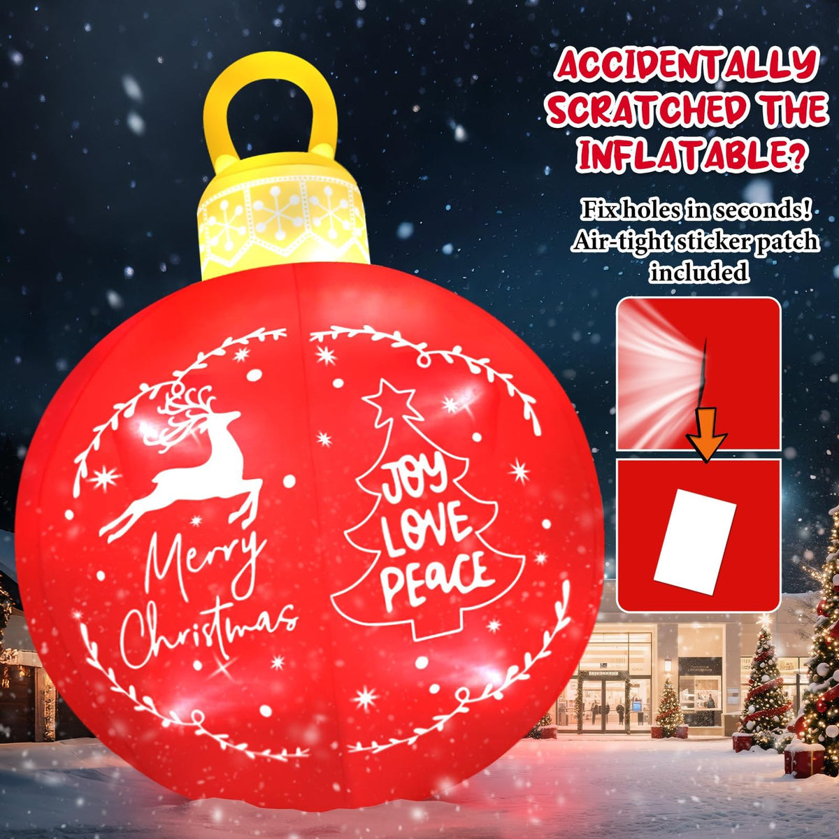 KALOLARY 15FT Giant Merry Bell With Ornaments Ball Blow Christmas Yard Inflatable - setup and accessories