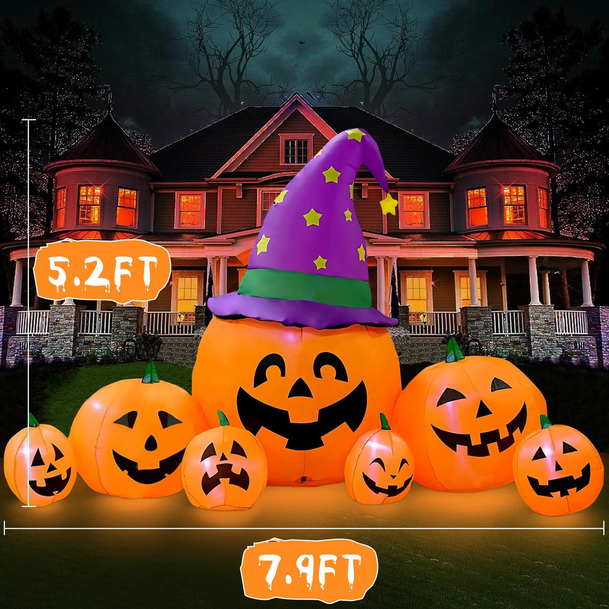 KALOLARY 7.9FT Pumpkin Halloween Yard Inflatable - detail view