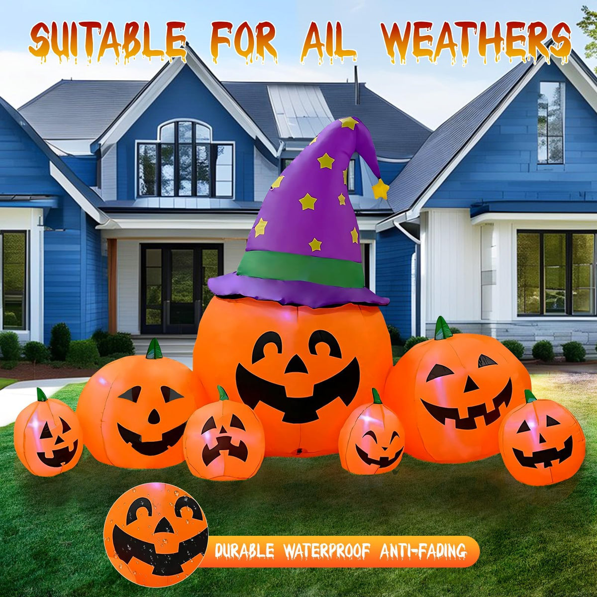 KALOLARY 7.9FT Pumpkin Halloween Yard Inflatable - outdoor scene