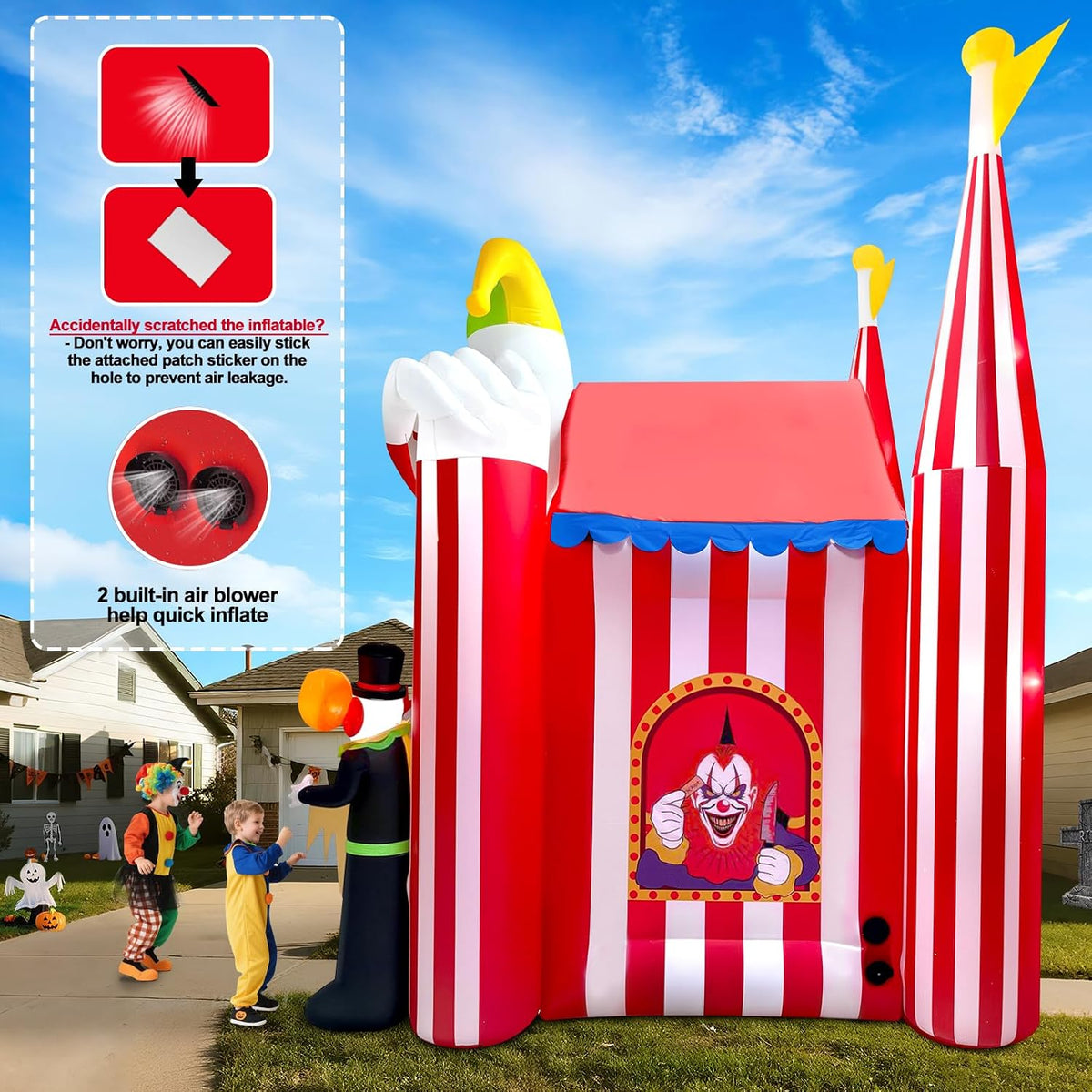 KALOLARY 12FT Clown Circus Haunted House Inflatable Archway - package contents