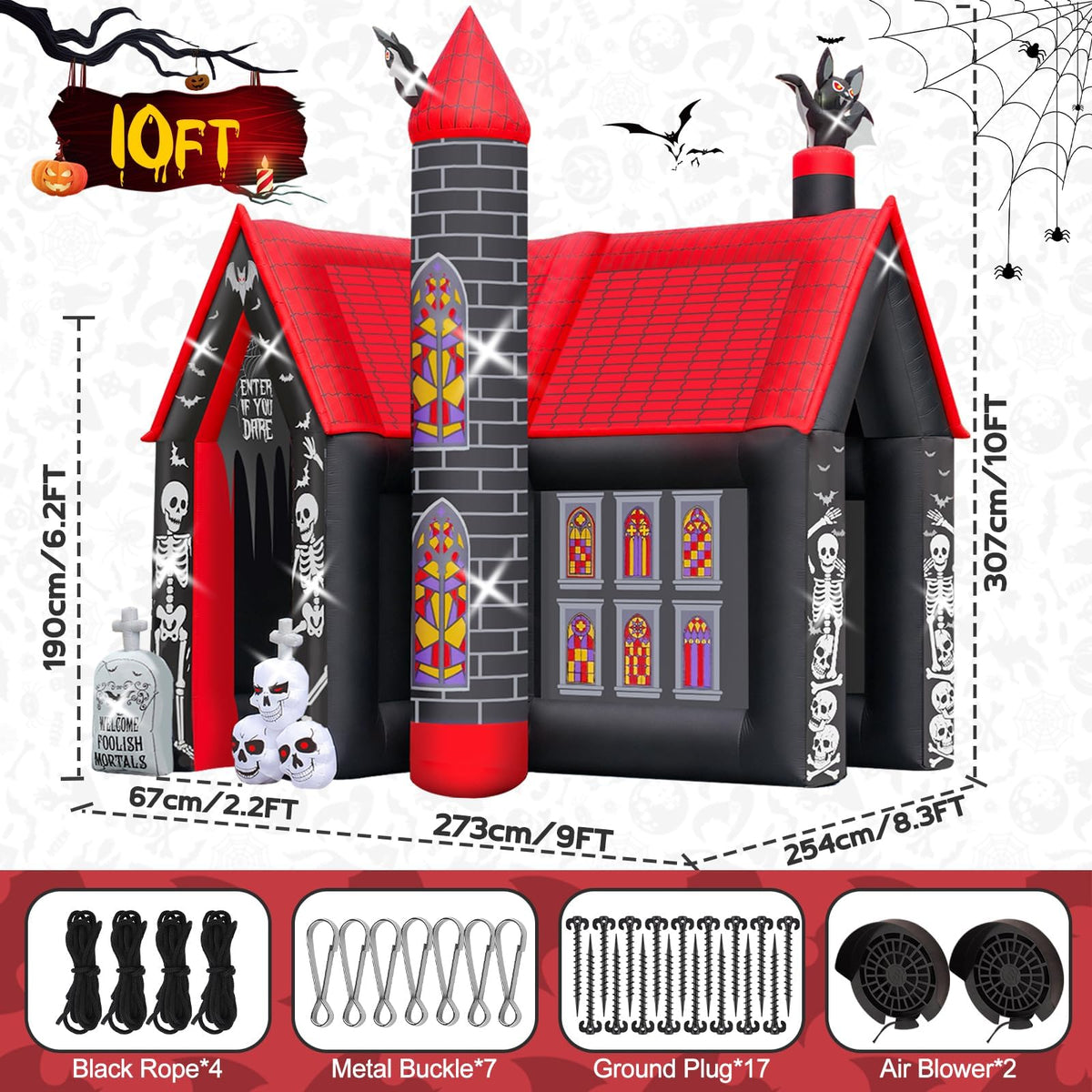 KALOLARY 10FT Haunted House Halloween Inflatable Archway - size reference