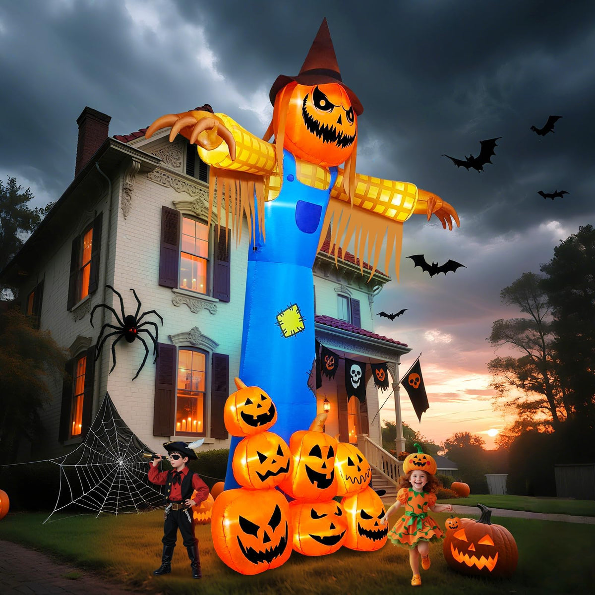 KALOLARY 12.5FT Pumpkin Halloween Yard Inflatable - outdoor scene