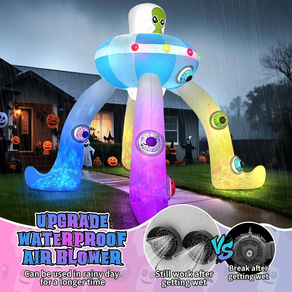 KALOLARY 12FT UFO Alien Halloween Inflatable Archway - outdoor Halloween scene