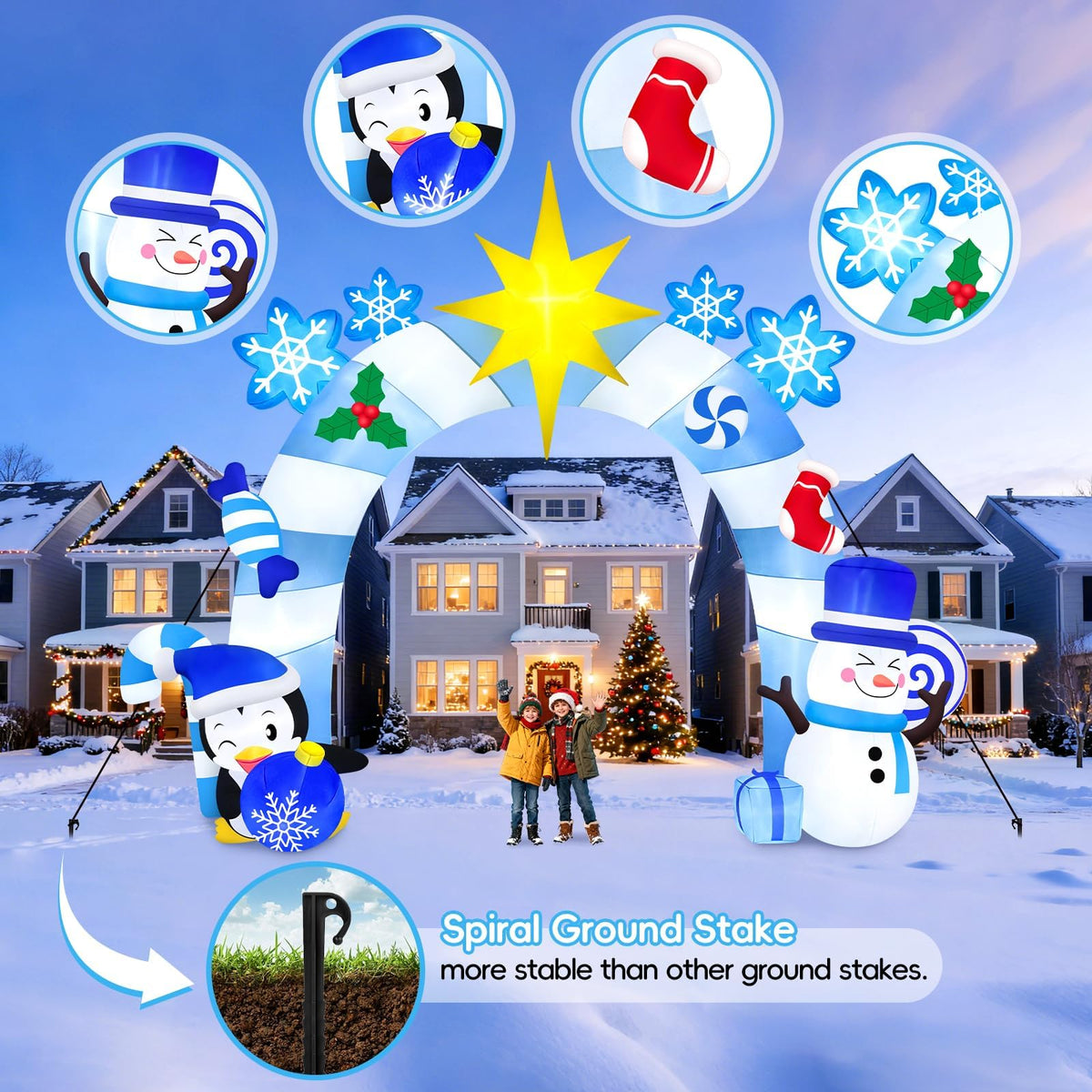 KALOLARY 16FT Snowman Christmas Inflatable Archway - lighted yard display
