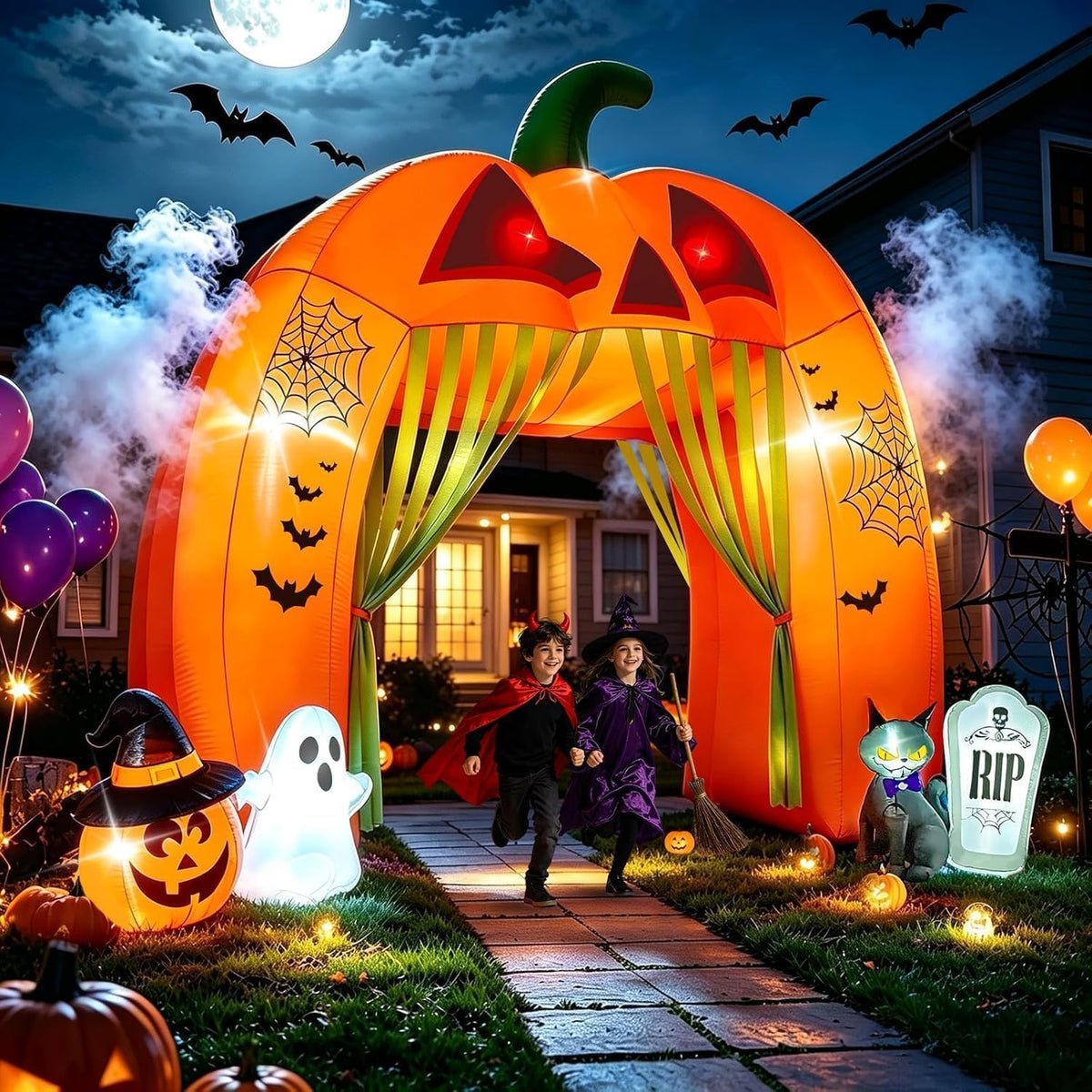KALOLARY 12FT Pumpkin Halloween Inflatable Archway - detail view