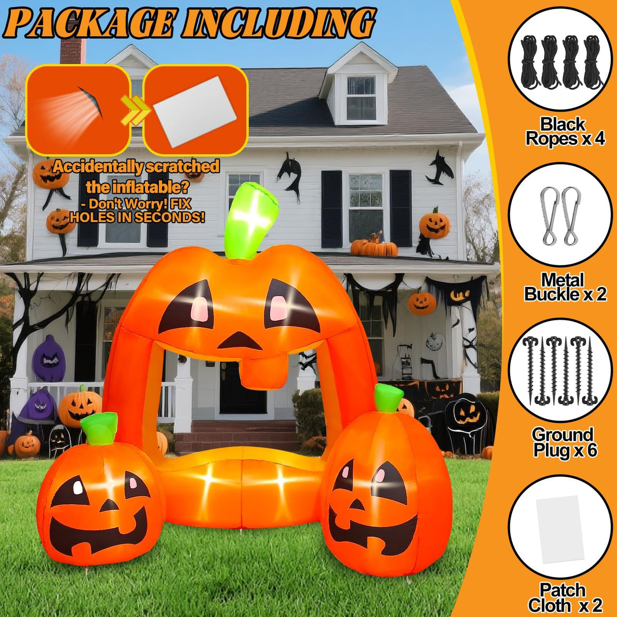 KALOLARY 7FT Pumpkin Halloween Yard Inflatable - outdoor scene