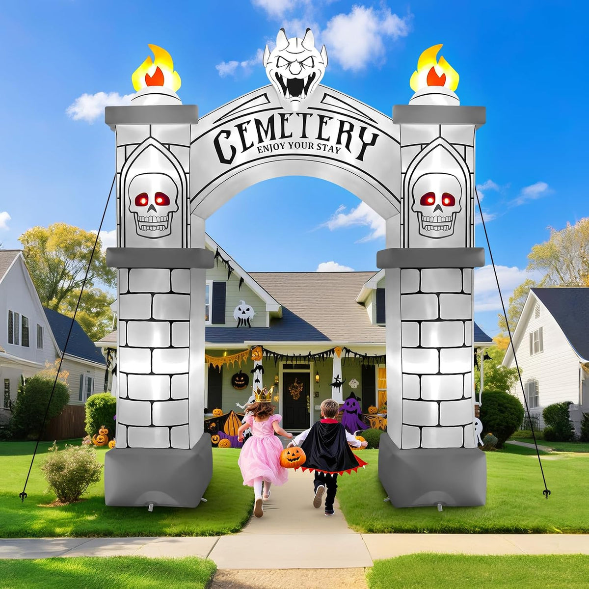 KALOLARY 10FT Cemetery Halloween Inflatable Archway - detail view
