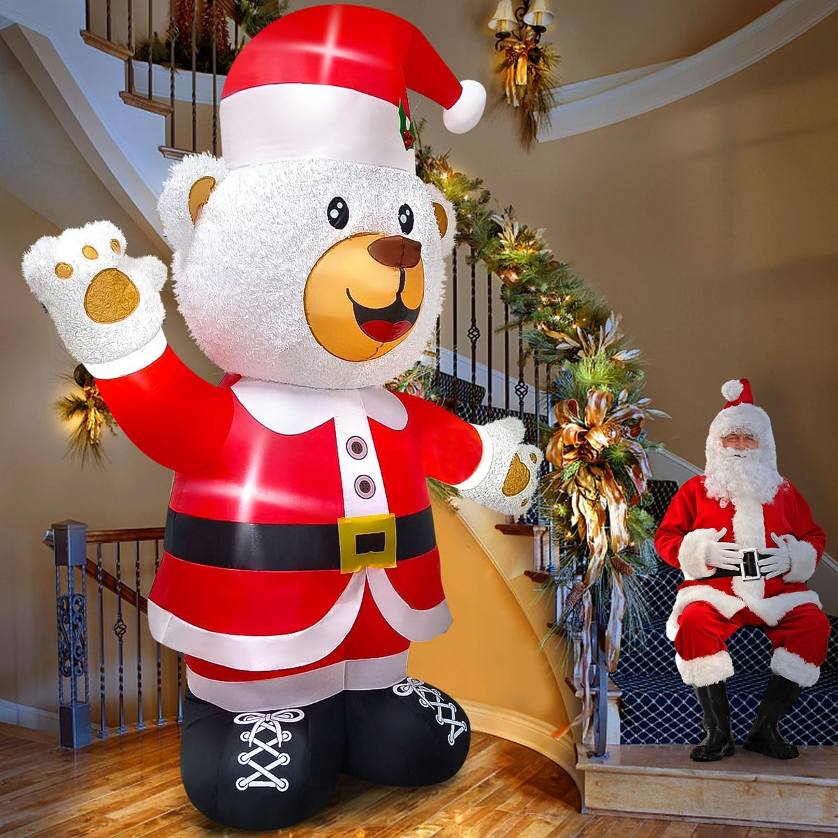 KALOLARY 8FT Santa Christmas Yard Inflatable - outdoor scene