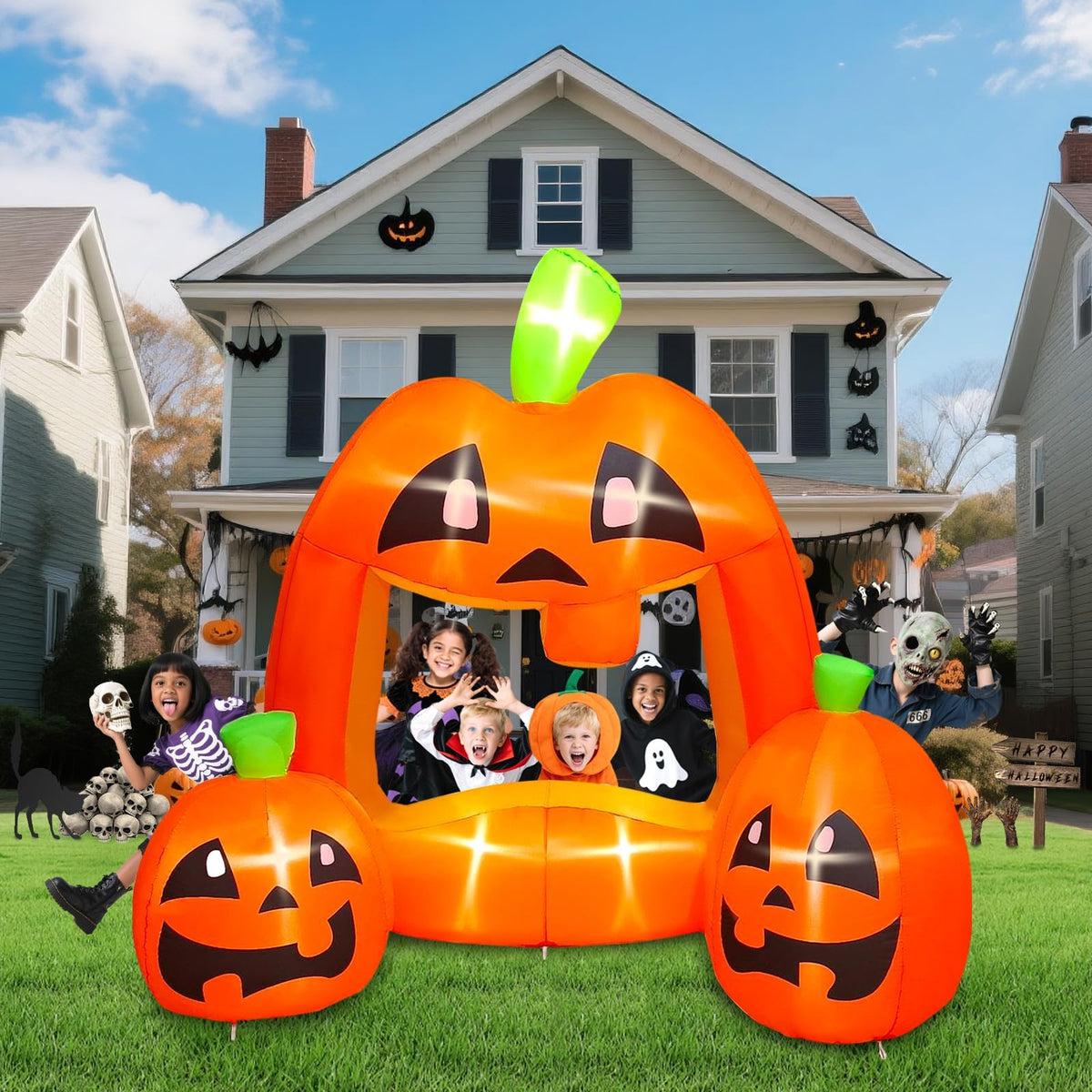 KALOLARY 7FT Pumpkin Halloween Yard Inflatable - detail view