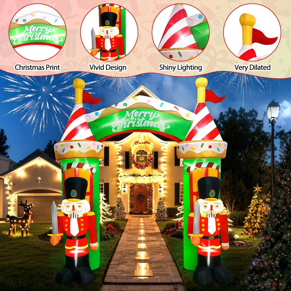 KALOLARY 9FT Nutcracker Christmas Inflatable Archway - detail view