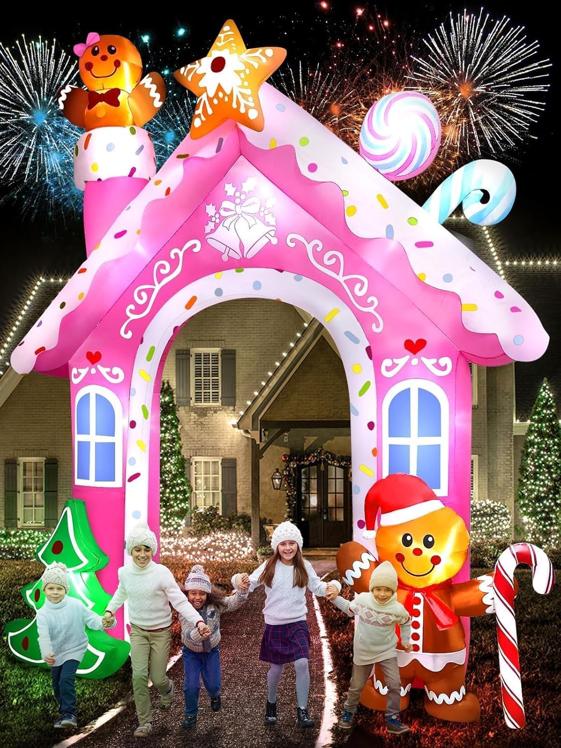 KALOLARY 12FT Gingerbread Man Christmas Inflatable Archway - package contents