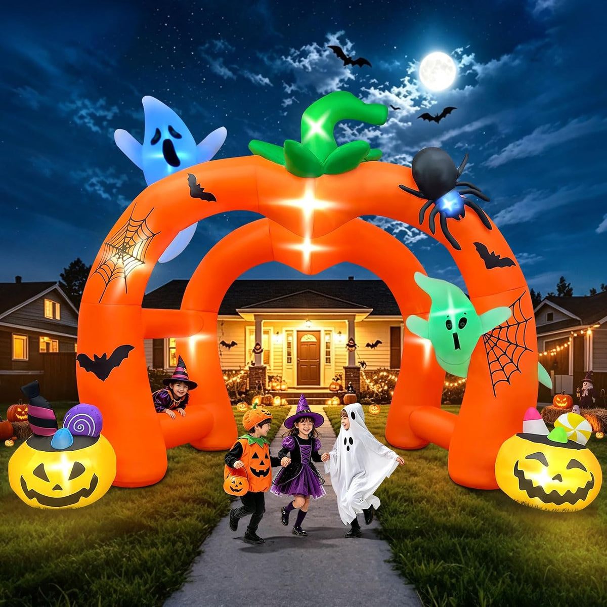 KALOLARY 12FT Pumpkin Tunnel Halloween Inflatable Archway - main product view