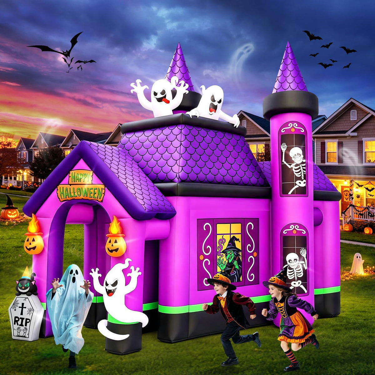 KALOLARY 12FT Ghost Halloween Inflatable Archway - main product view