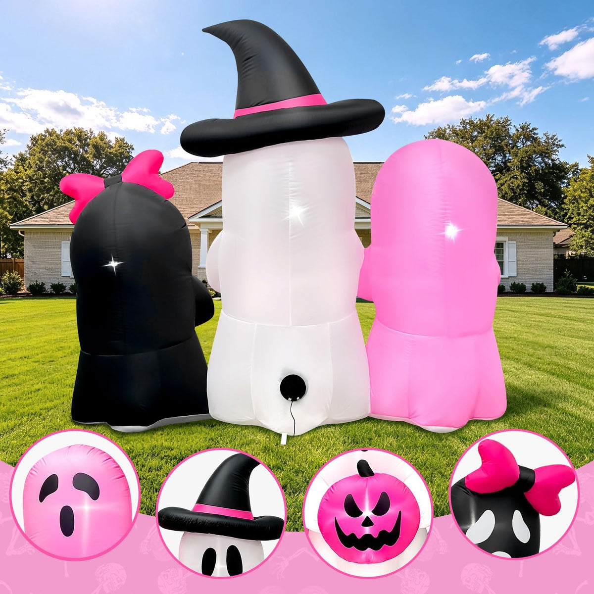 KALOLARY Pumpkin Halloween Yard Inflatable - size reference