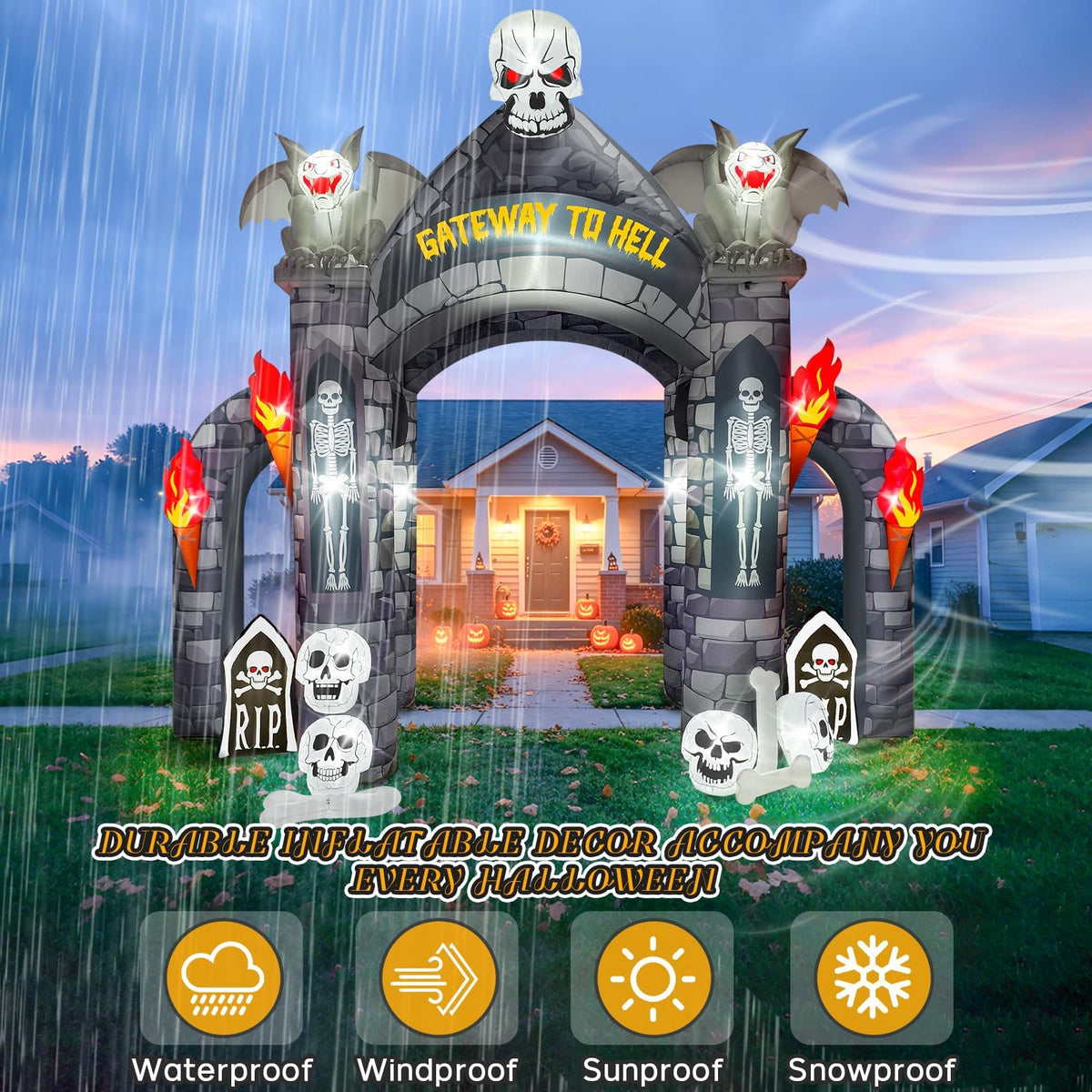 KALOLARY 13FT Cemetery Halloween Inflatable Archway - outdoor scene
