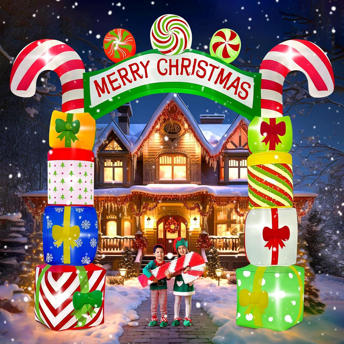 KALOLARY 10FT Gift Boxes Christmas Inflatable Archway - main product view